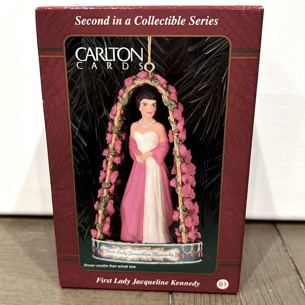 3/$25 Carlton cards ornament First Lady Jacqueline Kennedy